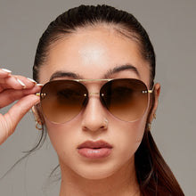 Load image into Gallery viewer, Smaller Megan 2 Faded Brown - Tangle Free Aviator Sunglasses