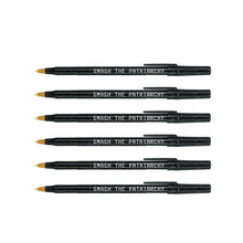 Load image into Gallery viewer, Smash the Patriarchy 6 Pens Black Sparkle Pen Pack