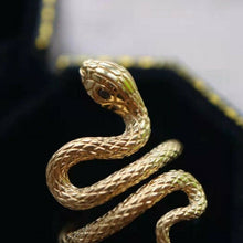 Load image into Gallery viewer, Snake Design Black Diamond Ring 18K Yellow Gold Viper Ring