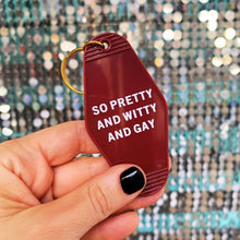 Load image into Gallery viewer, So Pretty and Witty and Gay Motel Style Keychain in Red