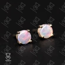 Load image into Gallery viewer, Minimalist Round Shaped Australian Solid Opal Stud Earrings 14K Yellow Gold