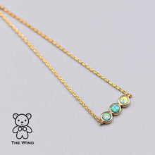 Load image into Gallery viewer, Minimalist Three Stone Australian Solid Opal Bracelet 14K Yellow Gold