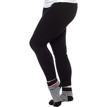 Load image into Gallery viewer, Sourpuss Cherries Socks in Set of Two | Women’s Black &amp; White Striped and Solid Black Cherry Socks Size 5-10