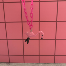 Load image into Gallery viewer, Sourpuss Chunky Flamingo Necklace | Retro Kitsch Pink Yard Ornament Jewelry