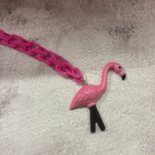 Load image into Gallery viewer, Sourpuss Chunky Flamingo Necklace | Retro Kitsch Pink Yard Ornament Jewelry