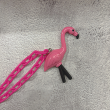 Load image into Gallery viewer, Sourpuss Chunky Flamingo Necklace | Retro Kitsch Pink Yard Ornament Jewelry