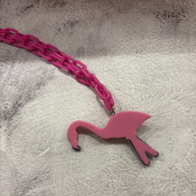 Load image into Gallery viewer, Sourpuss Chunky Flamingo Necklace | Retro Kitsch Pink Yard Ornament Jewelry