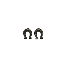 Load image into Gallery viewer, Sourpuss Earrings | Horseshoe Studs Black Gunmetal | Rockabilly Lucky Charm Jewelry