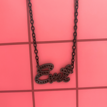 Load image into Gallery viewer, Sourpuss “Evil” Pendant Necklace with Black Rhinestones Gothic Statement Jewelry