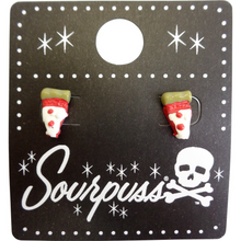 Load image into Gallery viewer, Sourpuss Pepperoni Pizza Studs Earrings | Quirky Food Jewelry