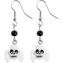 Load image into Gallery viewer, Sourpuss Skull &amp; Crossbones Earrings | Gothic Drop Earrings Punk Rock Jewelry