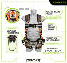 Load image into Gallery viewer, Frontline 100RCTB Combat Reflective Construction Full Body Harness with Tongue Buckle Legs and Trauma Straps S