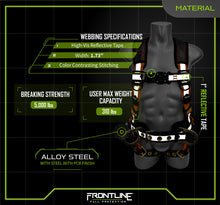 Load image into Gallery viewer, Frontline 100RCTB Combat Reflective Construction Full Body Harness with Tongue Buckle Legs and Trauma Straps 3X/4X