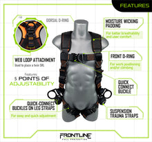 Load image into Gallery viewer, Frontline 105CFTB Combat Vest Style Harness with Front Side D-Rings and Suspension Trauma Straps Universal