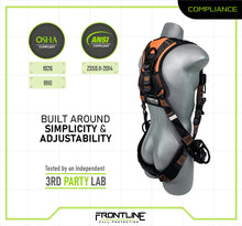Load image into Gallery viewer, Frontline 105CFTB Combat Vest Style Harness with Front Side D-Rings and Suspension Trauma Straps 2X/3X