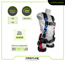 Load image into Gallery viewer, Frontline 110CTB-AM American Style Full Body Harness with Aluminum Hardware and Suspension Trauma Straps M/L