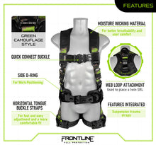 Load image into Gallery viewer, Frontline 110CTB-CF Camouflage Full Body Harness with Aluminum Hardware and Suspension Trauma Straps S