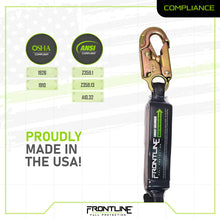 Load image into Gallery viewer, Frontline LES61S-US Patriot 6' Single Leg Elastic Lanyard with Snaphooks - Made in USA