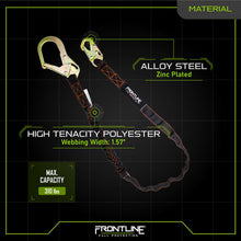 Load image into Gallery viewer, Frontline LIS61R Combat 6' Single Leg Rebar Hook End Lanyard with Internal Shock Absorber