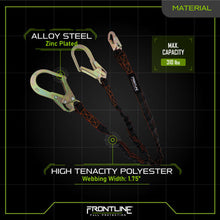 Load image into Gallery viewer, Frontline LIS62R Combat Twin Leg 6' Rebar Hook Lanyard with Internal Shock Absorber