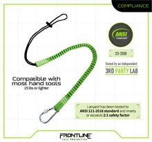 Load image into Gallery viewer, Frontline TLS15 ToolGrip Elastic Tool Tether 15 lbs with Steel Turn Lock Carabiner
