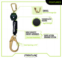 Load image into Gallery viewer, Frontline RPAR Aramid Fiber Web Single Leg SRL with Steel Rebar Hook End