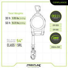Load image into Gallery viewer, Frontline RPGC Cable Single Leg SRL with Steel Snap Hook End with Carry on Handle and Tagline