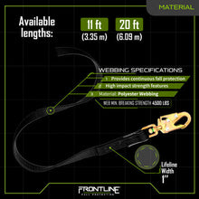 Load image into Gallery viewer, Frontline RPW 11' Web Single Leg SRL with Steel Snap Hook End