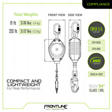 Load image into Gallery viewer, Frontline RPW 11' Web Single Leg SRL with Steel Snap Hook End