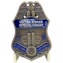 Load image into Gallery viewer, EL10-011 U.S. Customs Service Special Agent September 11th 9/11 Commemorative 20th Anniversary Memorial Shield Treasury HSI