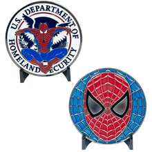 Load image into Gallery viewer, BL11-009 Homeland Spidey Challenge Coin Border Patrol CBP TSA FAM FEMA HSI ICE