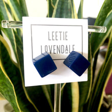 Load image into Gallery viewer, Navy Blue Jumbo Cube Stud Earrings