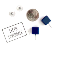 Load image into Gallery viewer, Navy Blue Jumbo Cube Stud Earrings