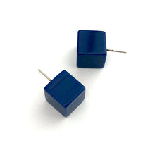 Load image into Gallery viewer, Navy Blue Jumbo Cube Stud Earrings