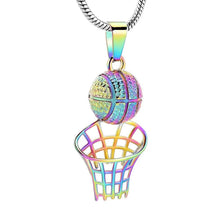 Load image into Gallery viewer, Basketball &amp; Net Cremation Urn Necklace