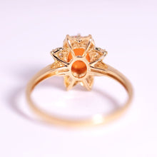 Load image into Gallery viewer, Starry Night Mexican Fire Opal Diamond Engagement Ring 18K Yellow Gold