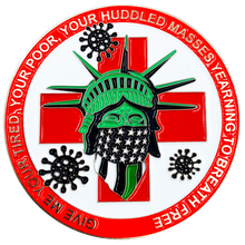 Load image into Gallery viewer, CL6-16 Statue of Liberty Thin Green Line Police Task Force Biohazard Pandemic Challenge Coin Border patrol Army Marines Deputy Sheriff