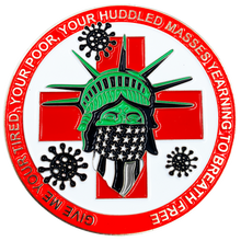 Load image into Gallery viewer, GL1-010 Statue of Liberty Thin Gray Line Correctional Officer Biohazard Pandemic Challenge Coin CO Corrections SERT RRT