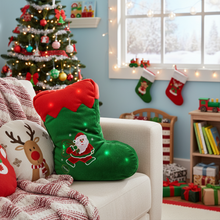 Load image into Gallery viewer, Tache Squishy Light Up Cute Christmas Santa Stocking Microbead LED Throw Pillow