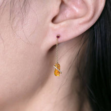Load image into Gallery viewer, Stunning Fire Opal Diamond Ruby Drop Earrings in 18K Yellow Gold