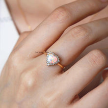 Load image into Gallery viewer, Rare Stunning Heart Shaped Opal Halo Diamond Engagement Ring 18k Yellow Gold