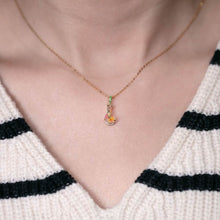 Load image into Gallery viewer, Stunning 18K Yellow Gold Pendant Necklace with Fire Opal, Diamond