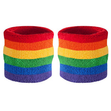 Load image into Gallery viewer, Rainbow Sweatband Wristband Pair