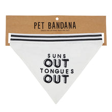 Load image into Gallery viewer, Suns Out Tongues Out Pet Bandana in White | Animal Pet Accessory | 9" x 6"