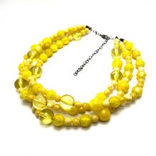 Load image into Gallery viewer, Lemon Yellow Crackle Mix Beaded Morgan Necklace *