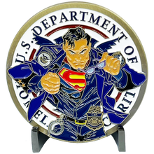Load image into Gallery viewer, BL6-010 CBP Officer and Border Patrol Agent of Steel inspired by Super Man CBPO BPA Police Federal Agent Challenge Coin