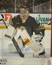 Load image into Gallery viewer, Jeremy Swayman in Goal Boston Bruins Autographed 16" x 20" Hockey Photo