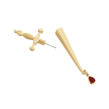 Load image into Gallery viewer, Sword Maiden Single Stabby Earring in Gold or Silver | 3.5" Long Dagger Earrings for Feminists, Goths