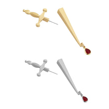 Load image into Gallery viewer, Sword Maiden Single Stabby Earring in Gold or Silver | 3.5" Long Dagger Earrings for Feminists, Goths