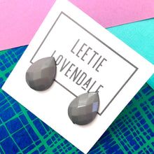 Load image into Gallery viewer, Grey Faceted Teardrop Stud Earrings